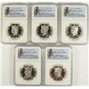 Image 1 : (5) 1997 SILVER PROOF KENNEDY HALF DOLLARS NGC PF-70 !!! UC (50TH ANNIVERSARY HO