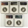 Image 2 : (5) 1997 SILVER PROOF KENNEDY HALF DOLLARS NGC PF-70 !!! UC (50TH ANNIVERSARY HO