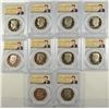 Image 1 : (10) SLABBED PROOF KENNEDY HALF DOLLARS PCGS PR-69 DCAM (1980, 1981, 1982, 1983,