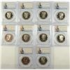 Image 1 : (10) SLABBED PROOF KENNEDY HALF DOLLARS PCGS PR-69 DCAM (1990, 1991, 1992, 1993,