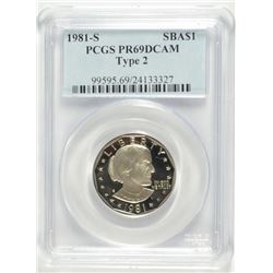 1981-S (TYPE 2) PROOF SUSAN B ANTHONY DOLLAR PCGS PR-69 DCAM