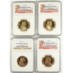 (4) PROOF SACAGEWEA DOLLARS NGC PF-70'S !!!! (2000, 2002, 2003, 2005)