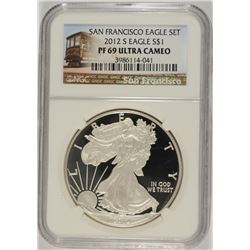 2012-S $1.00 AMERICAN SILVER EAGLE, NGC PROOF-69 ULTRA CAMEO