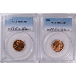 1939-S & 1940 LINCOLN CENTS, PCGS MS-66