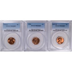 LOT OF ( 3 ) PCGS MS-66 RED LINCOLN CENTS: 1953-D, 1956 & 1957-D