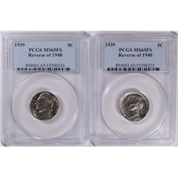 LOT OF ( 2 ) 1938 REVERSE OF 1940 FS JEFFERSON NICKELS, PCGS  MS-65