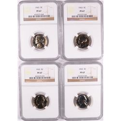 LOT OF ( 4 ) 1963 JEFFERSON NICKELS, NGC PROOF-67