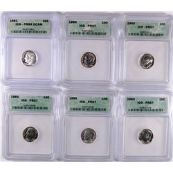 (5) 1960 ICG PR-67 & (1) 61 ICG PR-69 DCAM ROOSEVELT DIMES