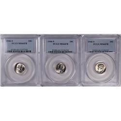 ( 3 ) 1946-S ROOSEVELT DIMES, PCGS MS-66 FULL BANDS