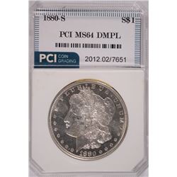 1880-S MORGAN SILVER DOLLAR, PCI MS-64 DMPL  WHITE