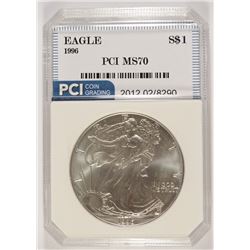 1996 AMERICAN SILVER EAGLE, PCI MS-70!!   TRENDS FOR $3,500.00