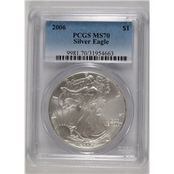 2006 AMERICAN SILVER EAGLE, PCGS MS-70 PERFECT!