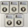 Image 1 : (5) 1997 SILVER PROOF KENNEDY HALF DOLLARS NGC PF-70 !!! UC (50TH ANNIVERSARY