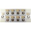 Image 1 : (10) SLABBED PROOF KENNEDY HALF DOLLARS PCGS PR-69 DCAM (1990, 1991, 1992, 1993,