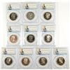 Image 1 : (10) SLABBED PROOF KENNEDY HALF DOLLARS PCGS PR-69 DCAM (2000, 2001, 2002, 2003,