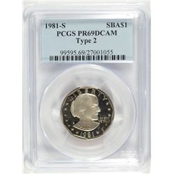 1981-S (TYPE 2) PROOF SUSAN B ANTHONY DOLLAR PCGS PR-69 DCAM