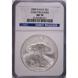 2008 SILVER AMERICAN EAGLE NGC MS-70 !!!! (EARLY RELEASE)