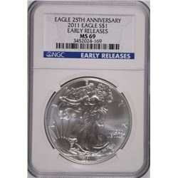 2011 SILVER AMERICAN EAGLE NGC MS-69