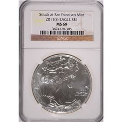 2011 (S) SILVER AMERICAN EAGLE NGC MS-69