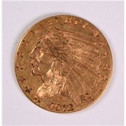 1912 $2.5 GOLD INDIAN XF/AU