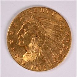 1915 $2.5 GOLD INDIAN XF/AU