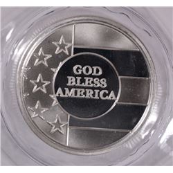 "GOD BLESS AMERICA" ONE OUNCE .999 SILVER ROUND SEALED IN ORIG PLASTIC