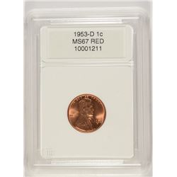 1953-D LINCOLN CENT, CCGS MS-67 RED  LISTS FOR $325.00