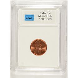 1959 LINCOLN CENT, CCGS MS-67 RED  LISTS FOR $1200.00