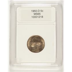 1950-D JEFFERSON NICKEL, CCGS MS-65 GEM