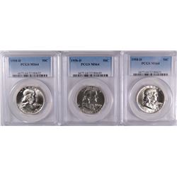 ( 3 ) 1958-D FRANKLIN HALF DOLLARS, PCGS MS-64