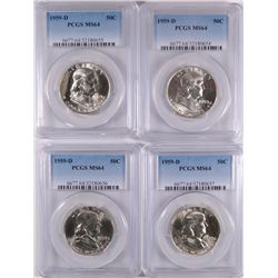 ( 4 ) 1959-D FRANKLIN HALF DOLLARS, PCGS MS-64