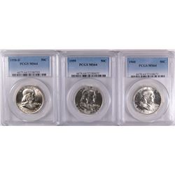 1958-D, 59 & 60 FRANKLIN HALF DOLLARS, PCGS MS-64