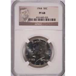 1964 KENNEDY HALF DOLLAR, NGC PROOF-68