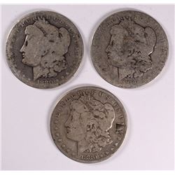 1880  PHIL. S.F. & NEW ORLEANS MINTED MORGAN SILVER DOLLARS CIRC,