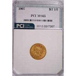 1907 $2.50 LIBERTY GOLD, PCI MS-65 GEM