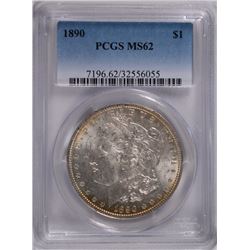 1890 MORGAN SILVER DOLLAR, PCGS MS-62