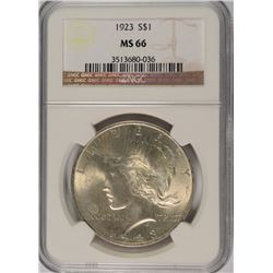 1923 PEACE SILVER DOLLAR, NGC MS-66  TOUGH!
