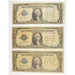 (3) 1928 $1 SILVER CERTIFICATE'S (FUNNY BACKS)