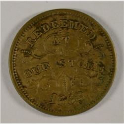1863 CIVIL WAR TOKEN (STORE CARD) (ROBINSON & BALLOU GROCERIES) TROY, NY G/VG