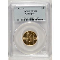 1992-W $5 GOLD COMMEN (OLYMPIC) PCGS MS-69