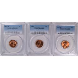 LOT OF ( 3 ) PCGS MS-66 RED LINCOLN CENTS: 1953-D, 1956 & 1957-D