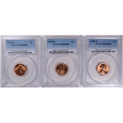 LOT OF ( 3 ) PCGS MS-66 RED LINCOLN CENTS: 1947-D  & ( 2 ) 1958-D