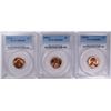 Image 1 : LOT OF ( 3 ) PCGS MS-66 RED LINCOLN CENTS: 1947-D  & ( 2 ) 1958-D