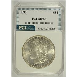 1898 MORGAN SILVER DOLLAR, PCI MS-65 WHITE