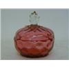 Image 1 : A RUBY GLASS COVERED JAR, clear finial, height 14cm  £30-40...