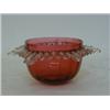Image 1 : A RUBY GLASS CIRCULAR JAR, clear pincered rim, height 8cm  £30-40...