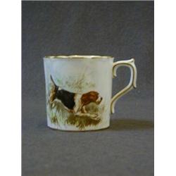 A ROYAL CROWN DERBY COFFEE CAN, 20th Century, decorated with a pointer, signed 'C. Gresley', Rd. ...