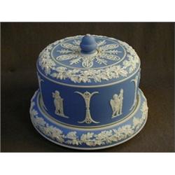 A LIGHT BLUE JASPER DIP CHEESE BELL  AND STAND, 19th Century, in the manner of Wedgwood, (unmarke...