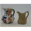 Image 1 : A MASON'S TYPE IRONSTONE JUG, 19th Century, Japan pattern, and a drab Stoneware Staffordshire cre...