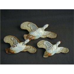 A SET OF THREE BESWICK PINK LEGGED PARTRIDGES, No.1188, large, medium and small, (tail off) (3)  ...